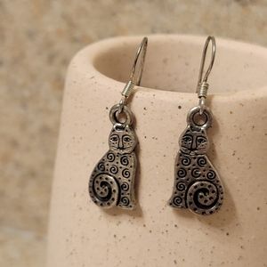 Laurel Burch Cat Earrings, Sterling Silver French Earwires, Silver Twisted Rings